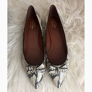 Cole Haan Snakeskin Pointed Toe Flats, Size 9